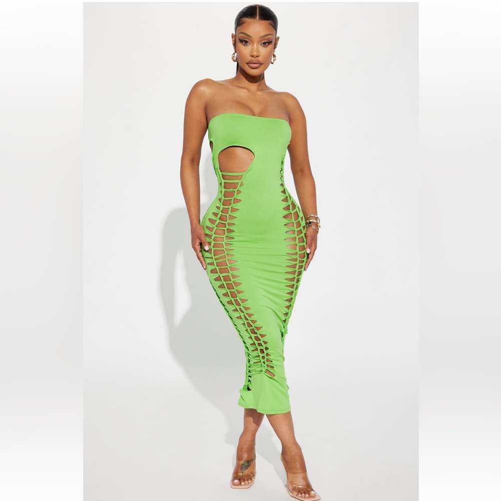 Lime Cutout Midi Dress Size Small from FashionNova